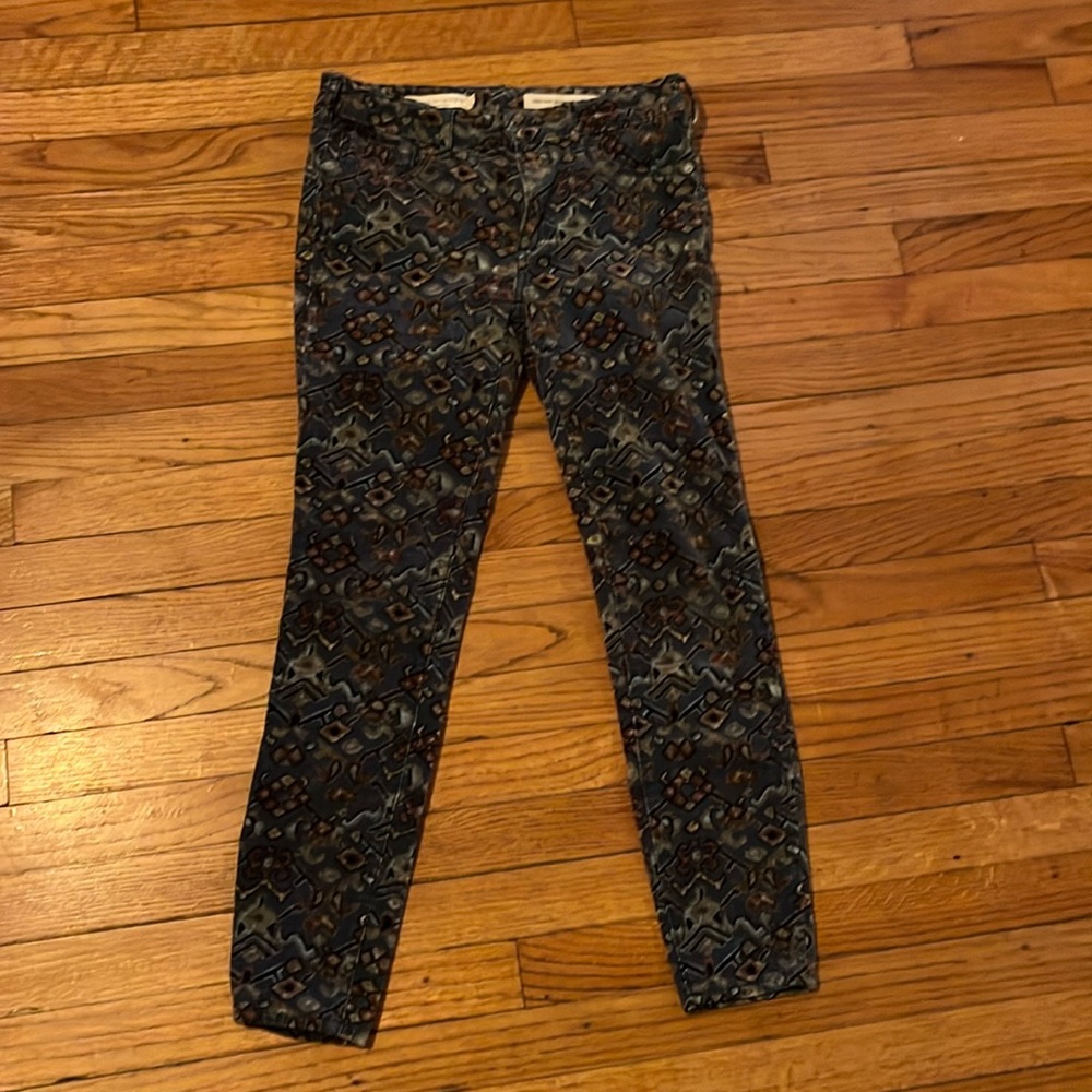 Anthropologie patterned corduroy skinny jeans